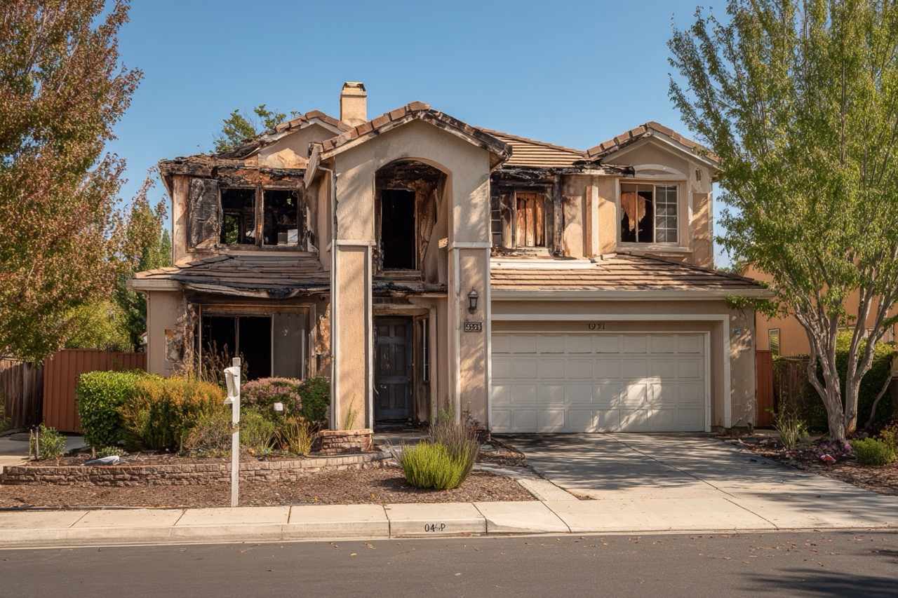 Fire damaged house in California ready for quick sale to cash buyer