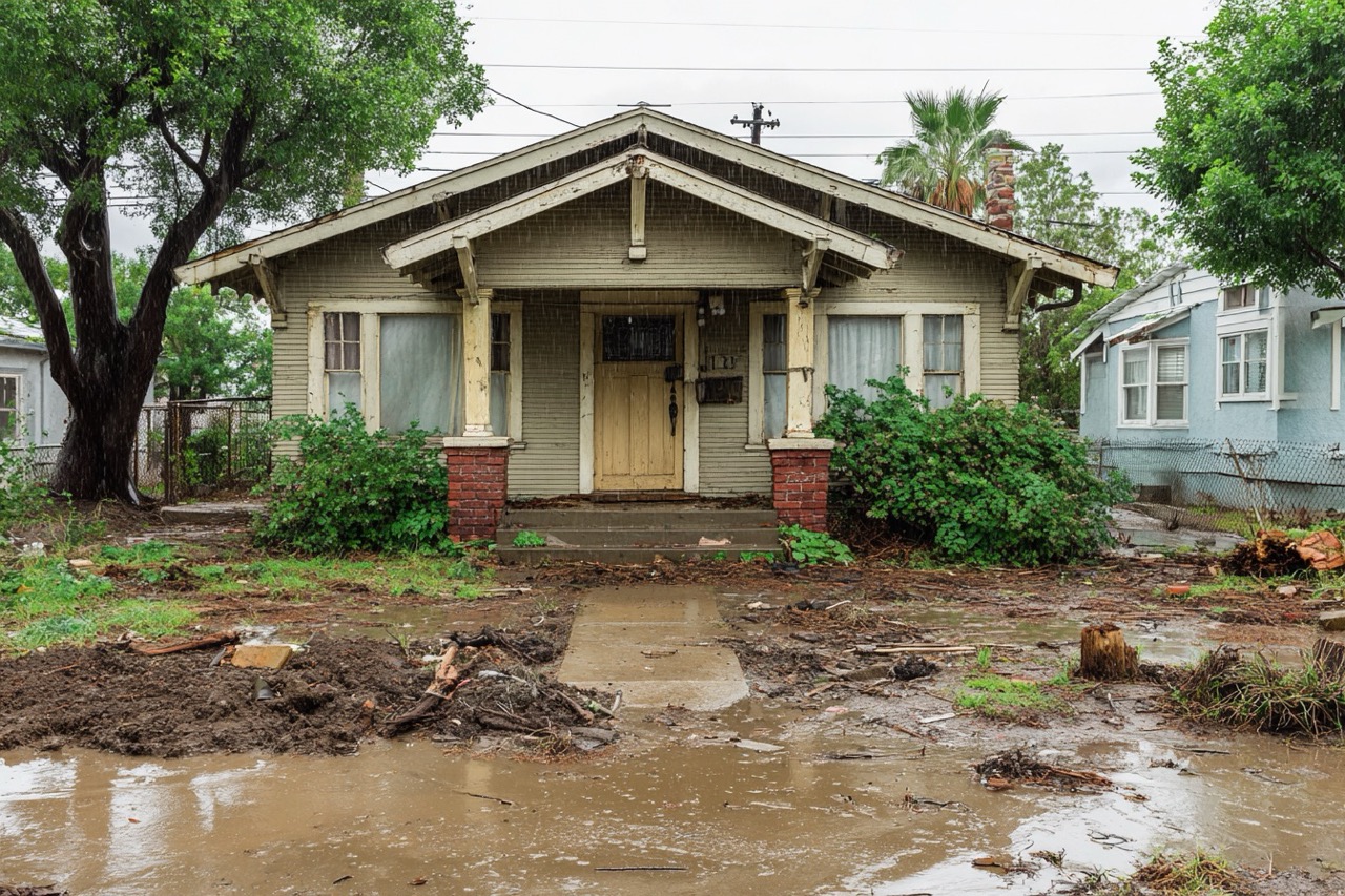 California home showing weather damage requiring repairs and restoration