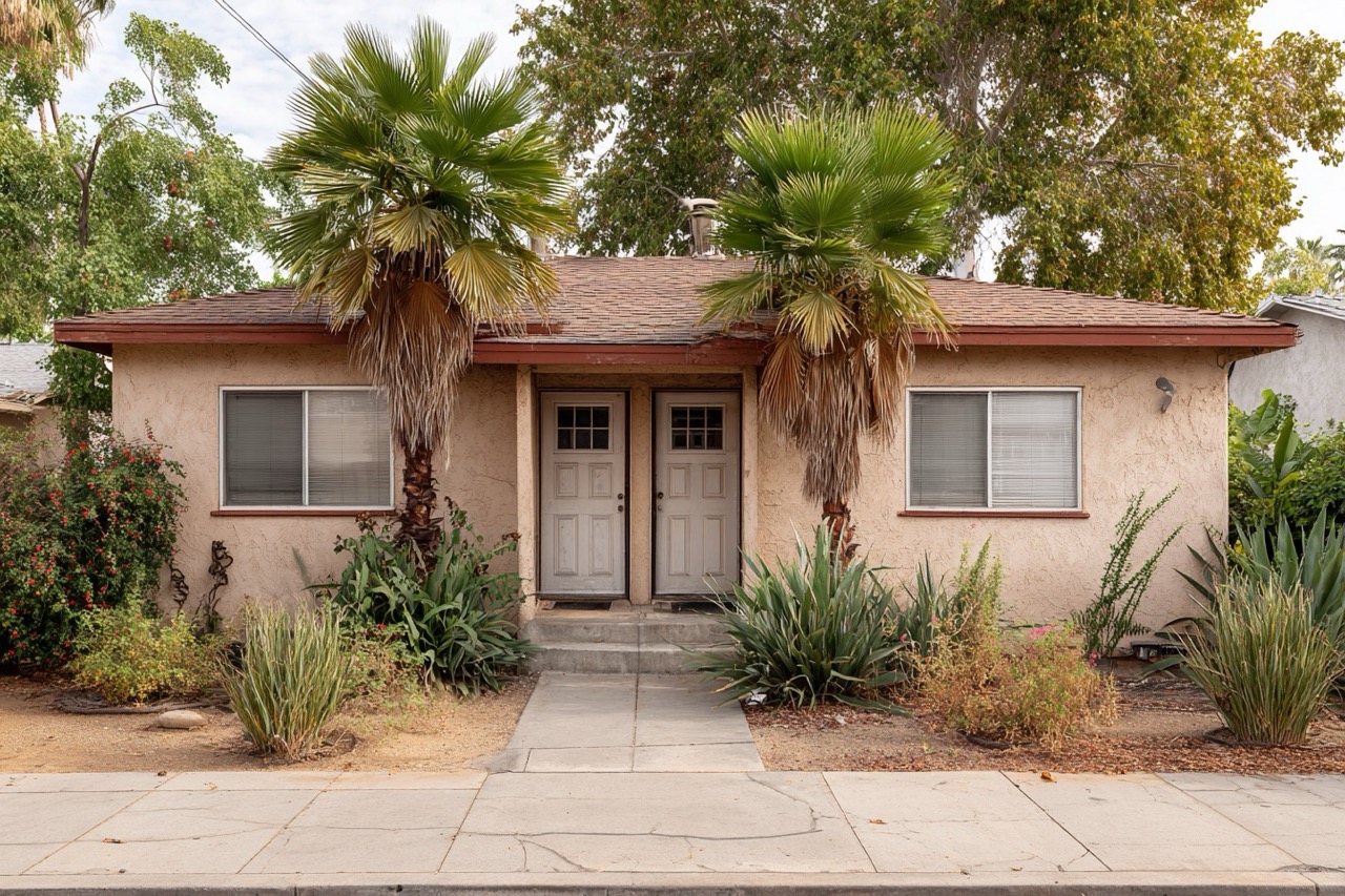 Rental property for sale in California showing typical suburban duplex