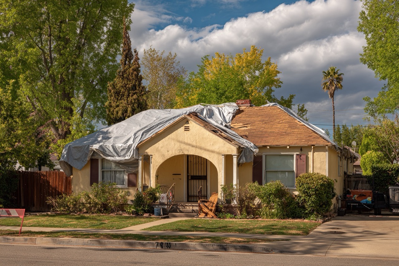 Storm damaged California house prepared for quick sale